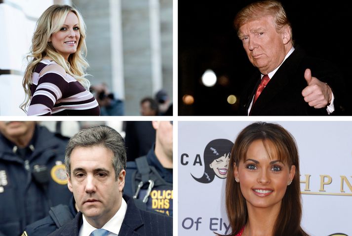 Stormy Daniels, Donald Trump, Michael Cohen og Karen McDougal.