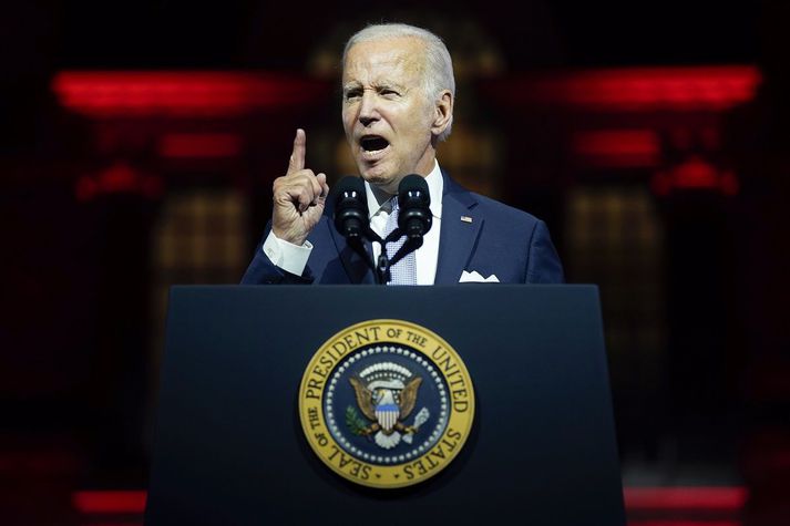 Joe Biden, forseti Bandaríkjanna, var myrkur í máli um stöðu Repúbliakanaflokksins í gær.