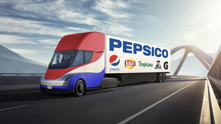 Tesla Semi í Pepsi-útliti.