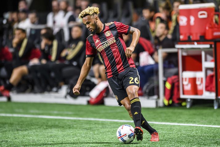 Anton Walkes með boltann í leik með Atlanta United í bandarísku MLS-deildinni.