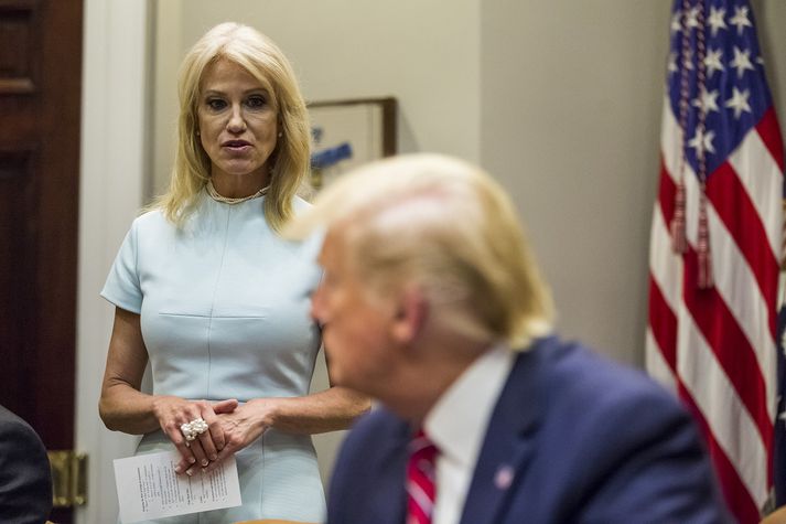 Alríkisstarfsmenn eiga ekki að vera pólitískir þegar þeir koma fram í nafni embættis síns. Það hefur Kellyanne Conway þó ítrekað gert.