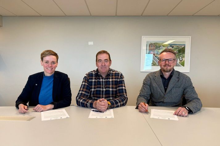 Halla Gunnarsdóttir, formaður VR, Eiður Stefánsson, formaður LÍV og Benedikt S Benediktsson, framkvæmdastjóri SVÞ.