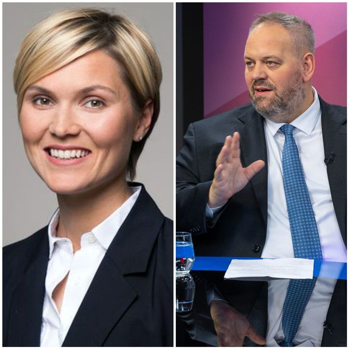 Kristrún Frostadóttir frambjóðandi Samfylkingarinnar og Andrés Jónsson almannatengill.