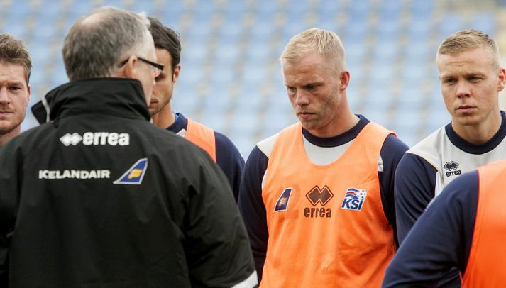 Eiður Smári á landsliðsæfingu í sumar.