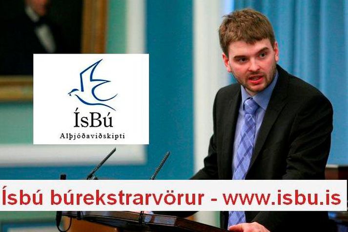 Ásmundur Einar Daðason, nafn fyrirtækis hans eins og það birtist á heimasíðunni, og síðan vörumerki ÍsBú alþjóðaviðskipta