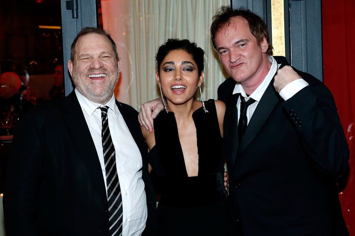 Kvikmyndaframleiðandinn Harvey Weinstein og leikstjórinn Quentin Tarantino ásamt leikkonunni Golshifteh Farahani.