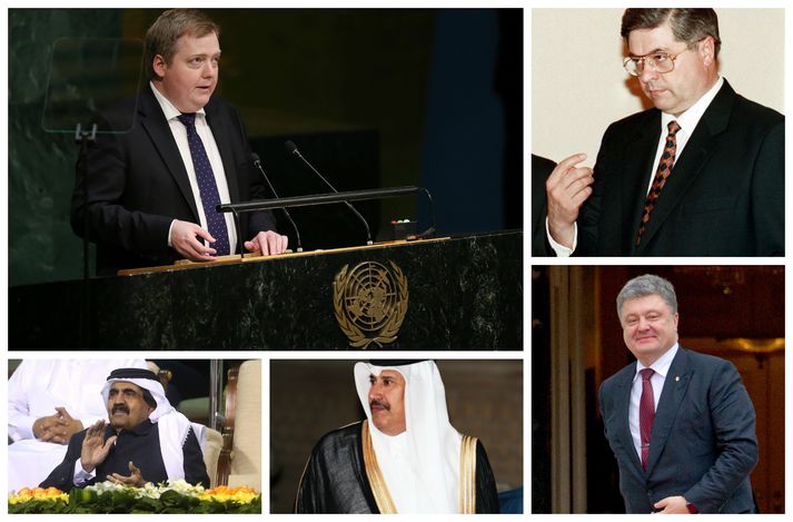 Ásamt Sigmundi Davíð eru Pavlo Lazarenko fyrrverandi forsætisráðherra Úkraínu, Petro Poroshenko forseti Úkraínu, Hamad bin Khalifa Al Thani og Hamad bin Jassim bin Jaber Al Thani.