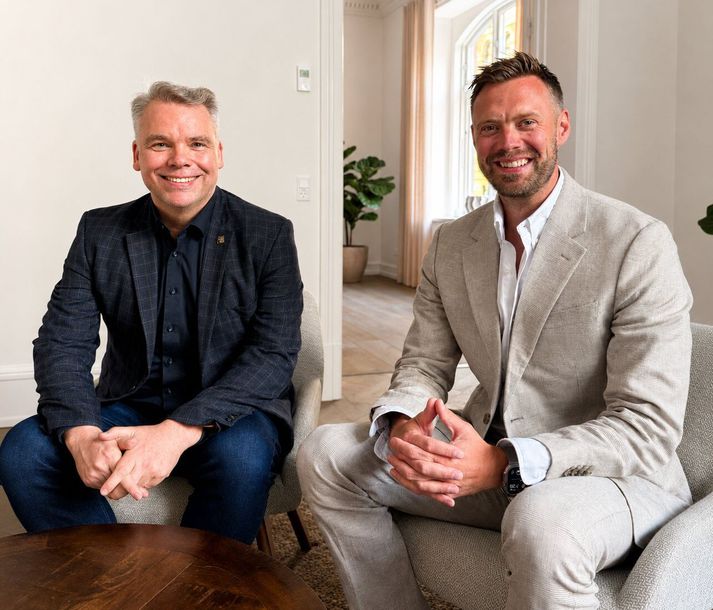 Guðmundur Fertram Sigurjónsson, forstjóri og stofnandi Kerecis, og Orri Guðmundsson, forstjóri NeckCare.
