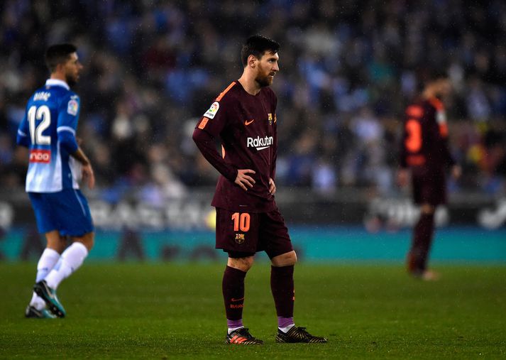 Messi niðurlútur í kvöld.