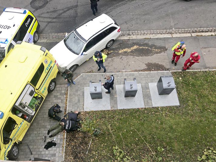 Lögregla skaut margoft að manninum á meðan á eftirförinni stóð.