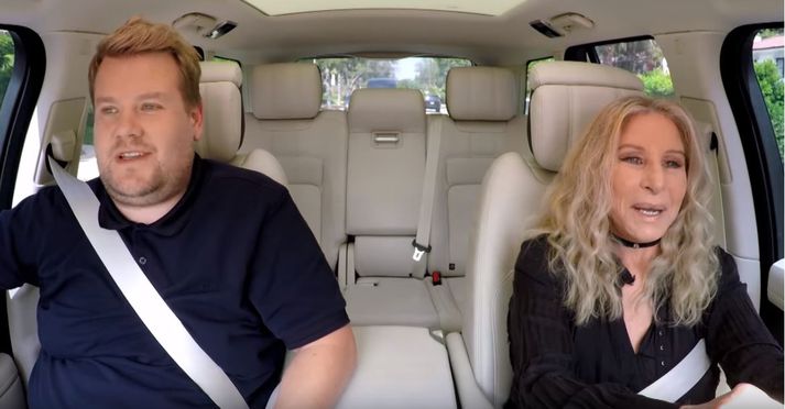 Corden og Streisand fóru saman á rúntinn.