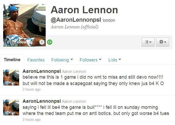 Twittersíða Lennon og færslurnar tvær í dag.