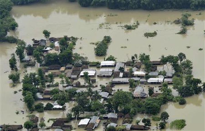 Frá flóðunum í Bihar.