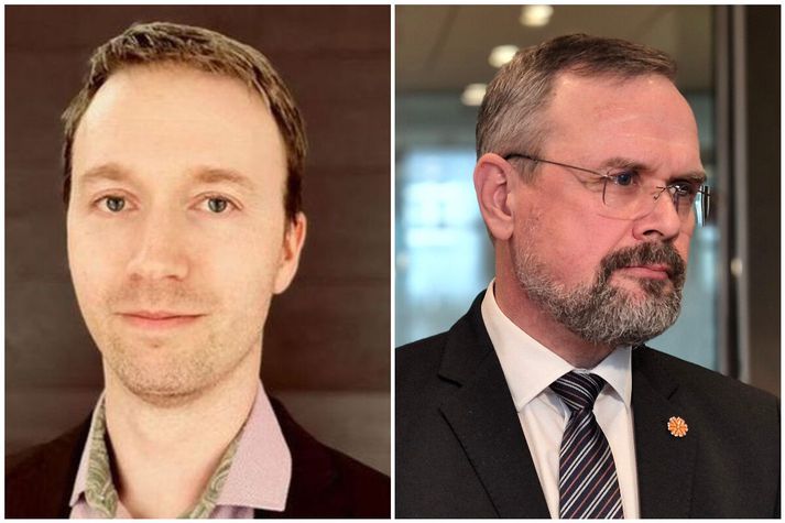 Tómas Kristjánsson, formaður Rafbílasambands Íslands (t.v.) er ekki sáttur með rökstuðning Daða Más Kristóferssonar fjármálaráðherra í tengslum við kílómetragjaldið.