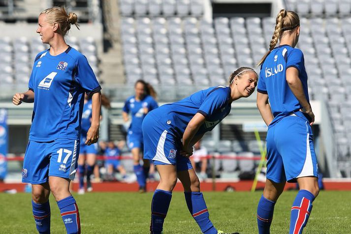 Þórunn Helga Jónsdóttir, lengst til vinstri, spilaði vel í dag.