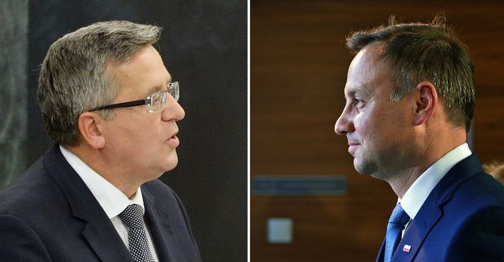 Forsetaframbjóðendurnir Komorowski og Duda.