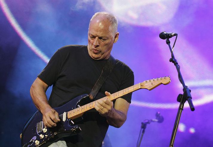 Gítarleikari og söngvari Pink Floyd, David Gilmour í góðu stuði.