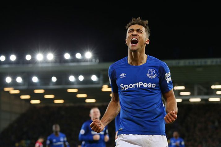 Dominic Calvert-Lewin fagnar marki.