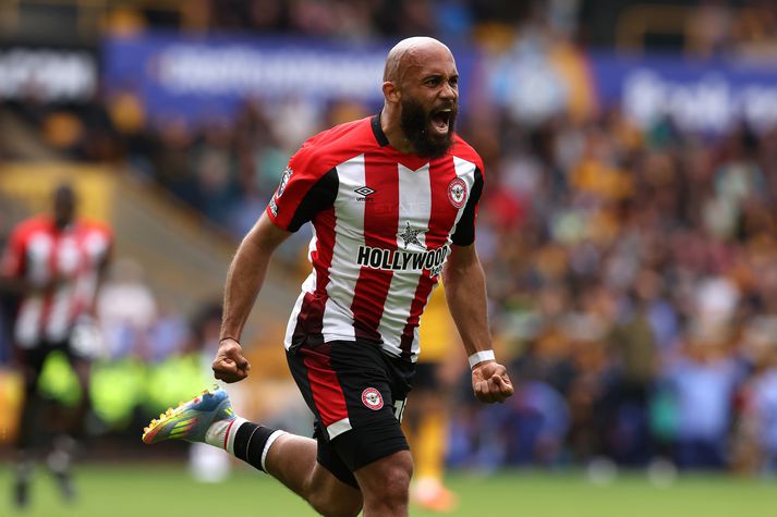  Bryan Mbeumo fagnar einu af tuttugu mörkum sínum fyrir Brentford á síðustu leiktíð.