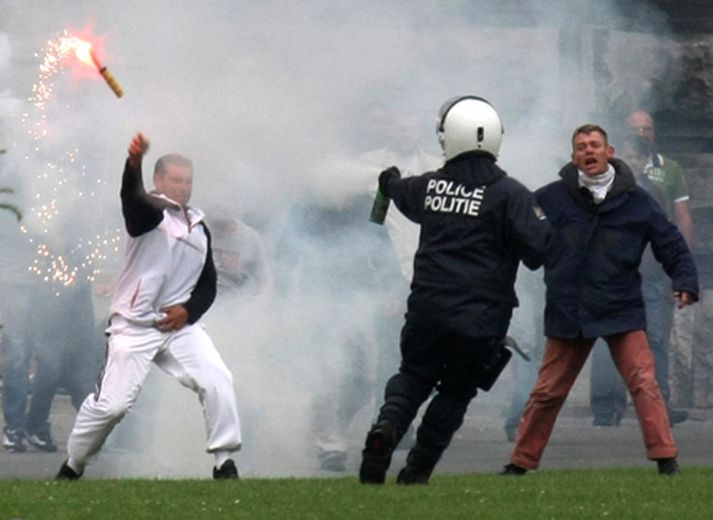 Mikill hiti var í mönnum í Brussel í dag.