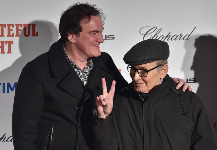 Quentin Tarantino og Ennio Morricone á frumsýningu The Hateful Eight árið 2016.