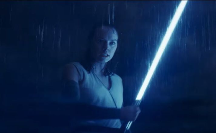 Leikkonan Daisy Ridley í hlutverki sínu sem Rey í The Last Jedi.