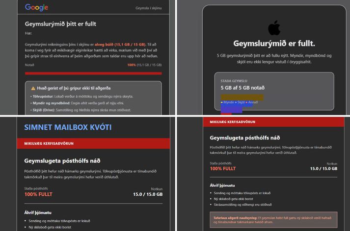 Í póstunum er neytendum sagt að þeir verði fyrir tjóni á rafrænum gögnum grípi þeir ekki til tafarlausra aðgerða.