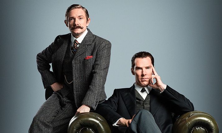 John Watson og Sherlock Holmes taka sig vel út á Viktoríutímanum.
