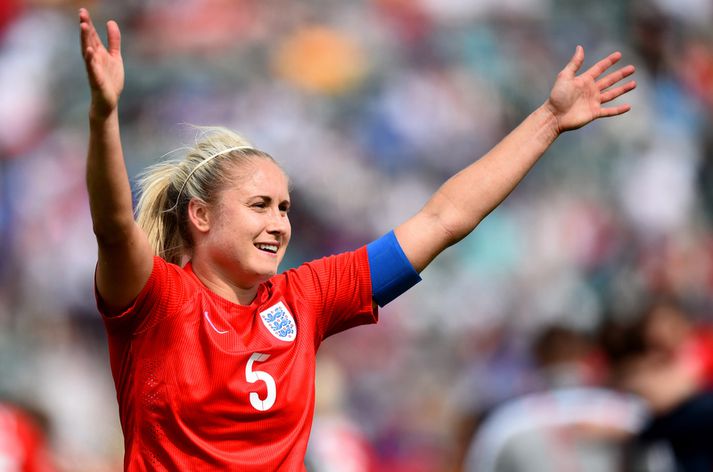 Steph Houghton fagnaði bronsi með Englandi.