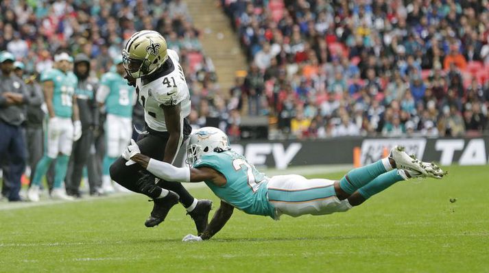 Frá leik New Orleans Saints og Miami Dolphins á Wembley.