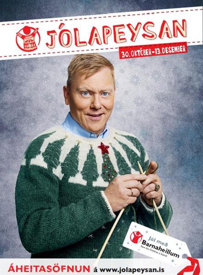 Jón Gnarr í jólapeysunni 2013.