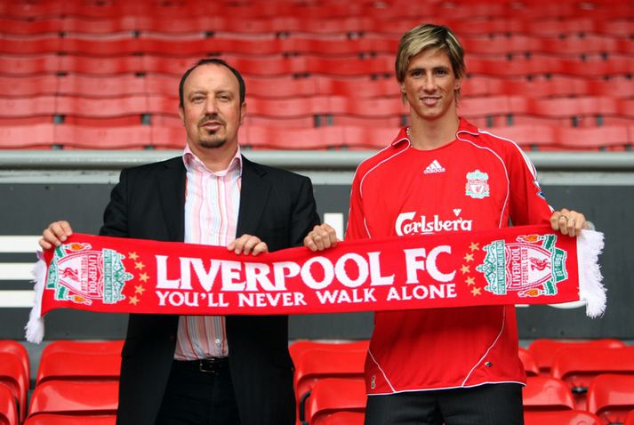 Fernando Torres og Rafael Benitez.