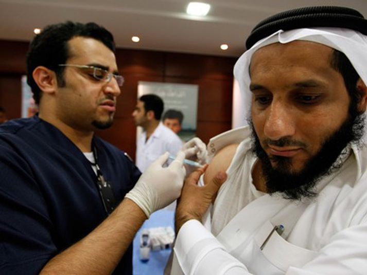 Abdullah Al-Rabeeah var bólusettur í gær í beinni útsendingu.