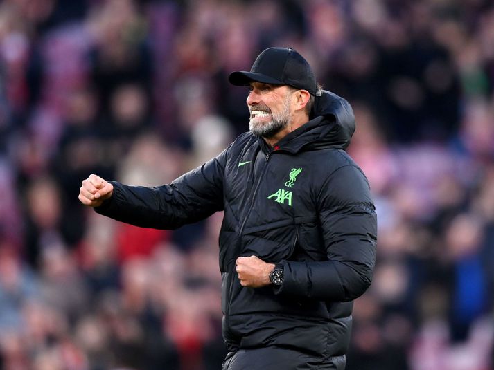 Jurgen Klopp fagnar fyrr í vetur