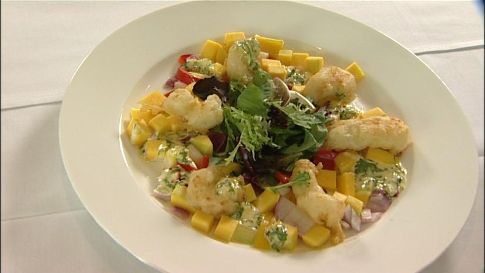 Humar Tempura Humar tempura salat með spicy chille dressingu - Vísir