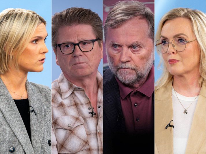 Kristrún Frostadóttir forsætisráðherra, Eiríkur Bergmann prófessor, Kristján Loftsson, framkvæmdastjóri Hvals, og Guðrún Hafsteinsdóttir, formaður Sjálfstæðisflokksins. Öll koma þau við sögu í umfjöllun erlendra fjölmiðla um þjóðaratkvæðagreiðsluna.