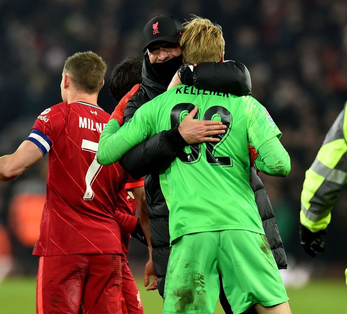 Jürgen Klopp sparaði ekki stóru lýsingarorðin þegar hann ræddi um markvörðinn unga eftir sigur Liverpool í ensku deildarbikarkeppninni í gær.