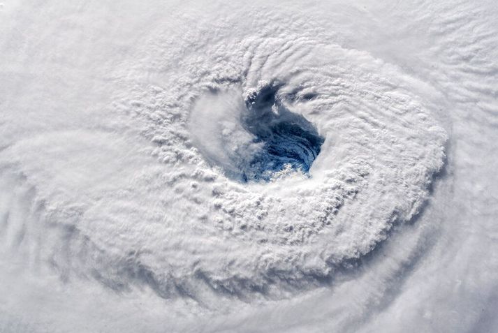 Fellibylurinn Flórens yfir Norður-Atlantshafi í september árið 2018 eins og hann kom fyrir sjónir geimfara um borð í Alþjóðlegu geimstöðinni.