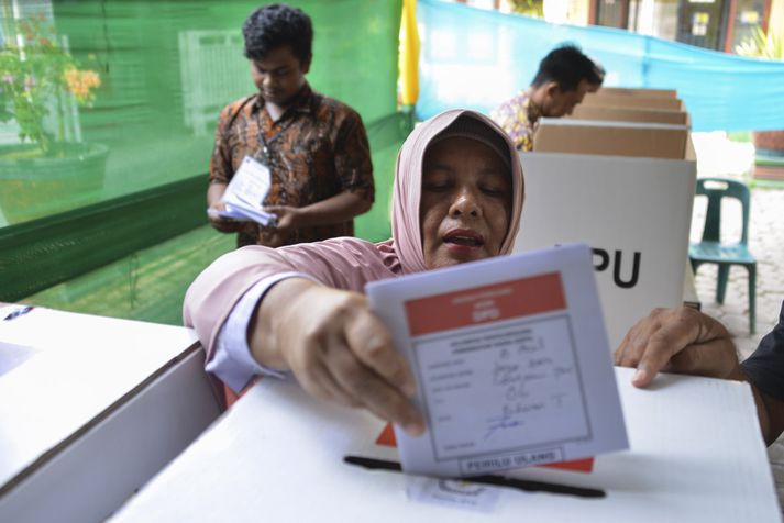 Á kjörstað í Banda Aceh fyrr í mánuðinum.