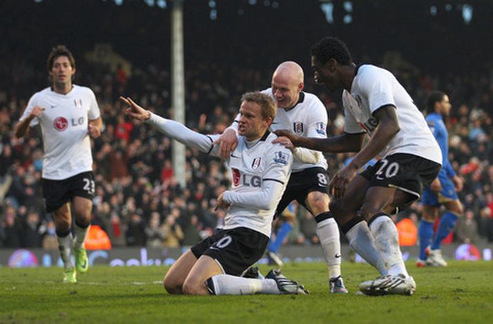 Andy Johnson og félagar í Fulham á góðri stundu.