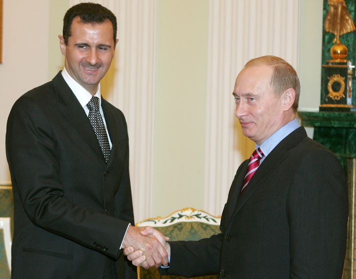 Frá fundi Putin og Assad í Moskvu fyrir níu árum.