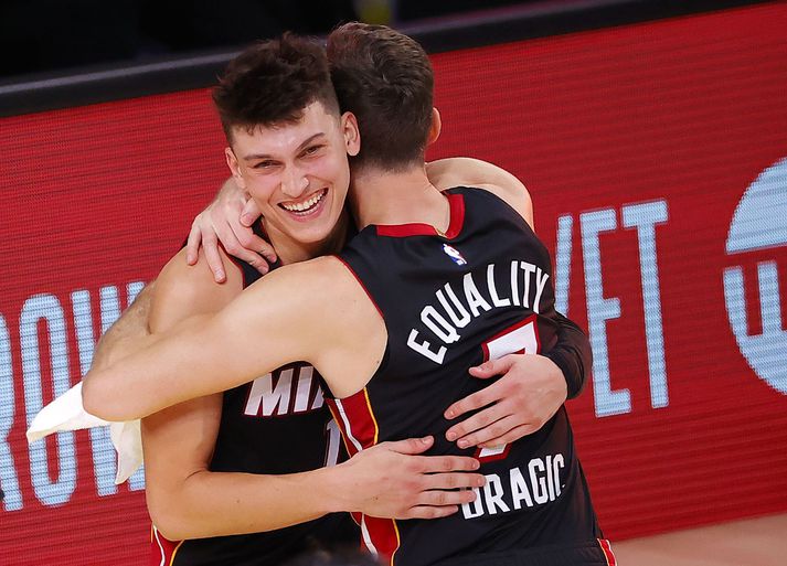 Tyler Herro átti stórleik gegn Boston Celtics í nótt.