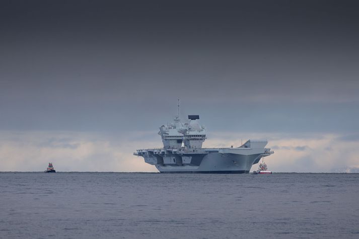 Æfingin er haldin í ár á grundvelli 75 ára varnarsamnings Bandaríkjanna og Íslands. Bandaríkin sendu samt ekki herskip til Íslands til að taka þátt í æfingunni að sinni. (Á mynd er breska flugmóðurskipið HMS Prince of Wales frá æfingunni 2022)