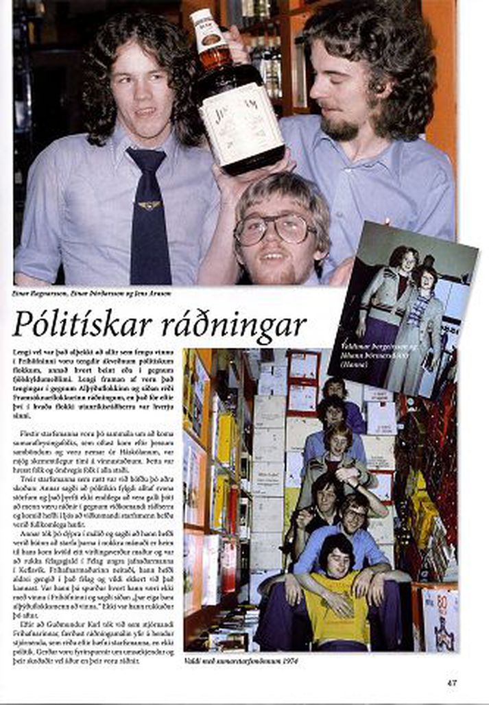 Eftirsótt var að komast til starfa í Fríhöfninni á Keflavíkurflugvelli og úthlutuðu spilltir stjórnmálamenn stöðum þar á hverjum tíma.
Myndir/Afmælisrit Fríhafnarinnar 1959-2009.