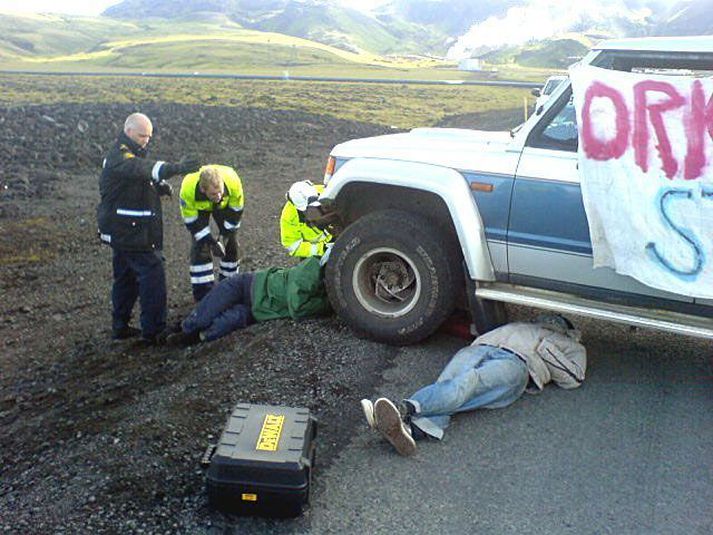 Frá mótmælum Saving Iceland í fyrrasumar.