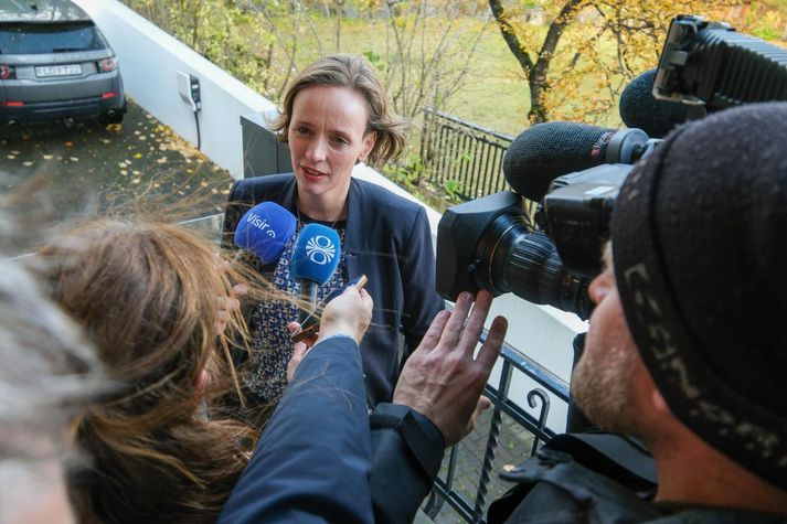 Halla Gunnarsdóttir ræddi við fjölmiðla að loknum fundi með Kristrúnu Frostadóttur forsætisráðherra. 
