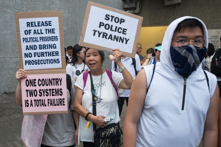 Mótmælendur í Hong Kong.