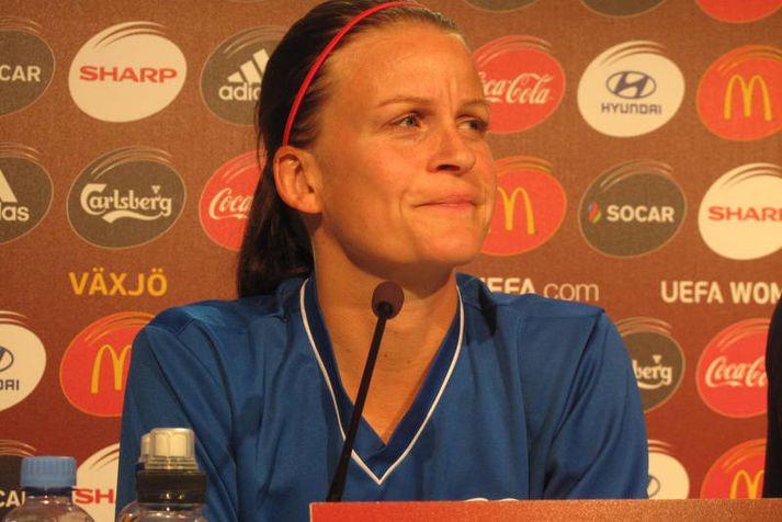 Katrín Jónsdóttir á fundinum í kvöld.