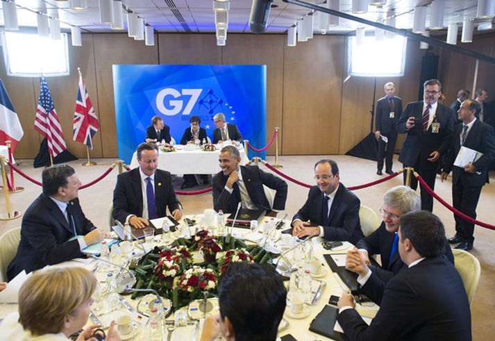 Leiðtogar G7 hópsins á fundinum fyrr í dag.