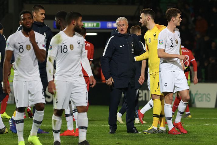 Didier Deschamps eftir sigurleikinn á Moldóvu.